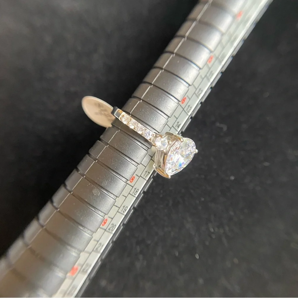 🆕 CZ center stainless steel ring with CZ accents